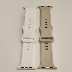 Smartwatch Replacement Bands - White and Tan 42/44/45-1